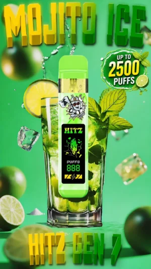 Hitz Gen 7 Mojito Ice (Sativa), Hitz Gen 7 2g live diamonds disposable